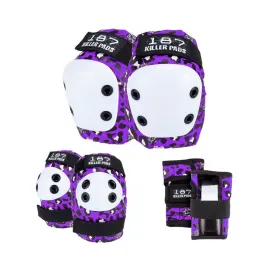 187 Junior Pad Set Purple Leopard