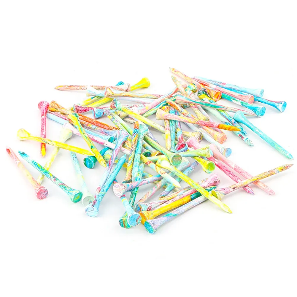 50PCS Wood Golf Tees Colorful Golf Training Ball Tees