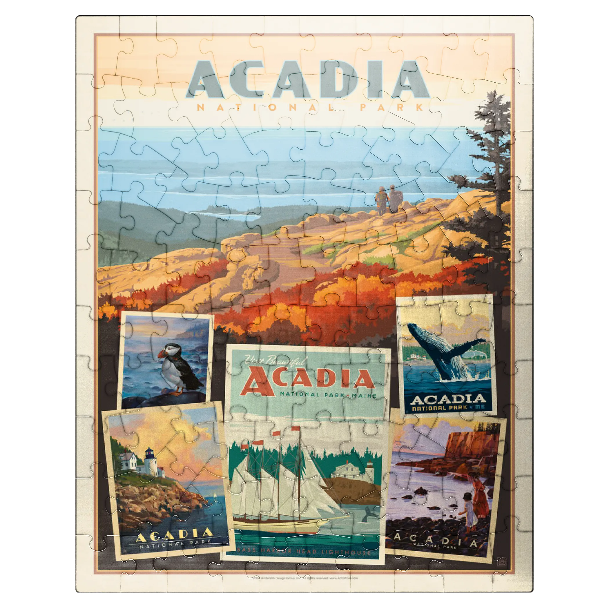 Acadia National Park: Collage Print, Vintage Poster