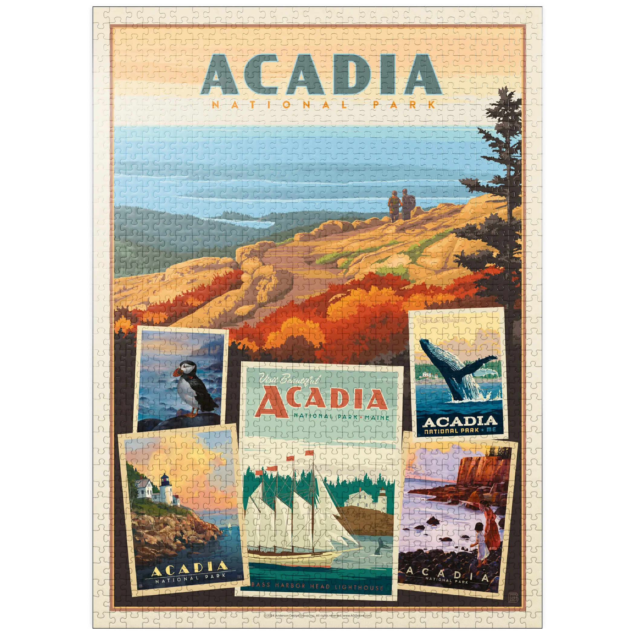 Acadia National Park: Collage Print, Vintage Poster