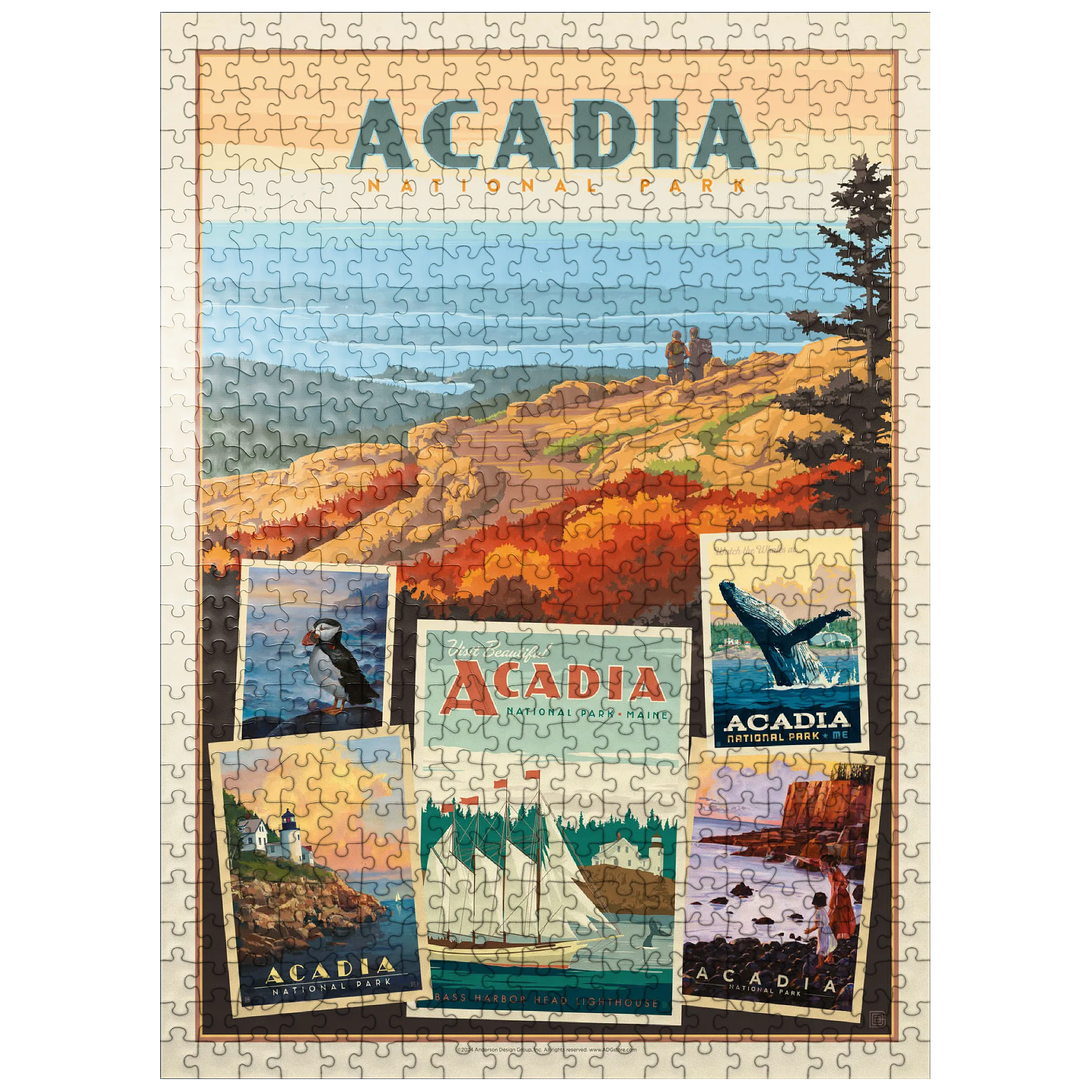 Acadia National Park: Collage Print, Vintage Poster