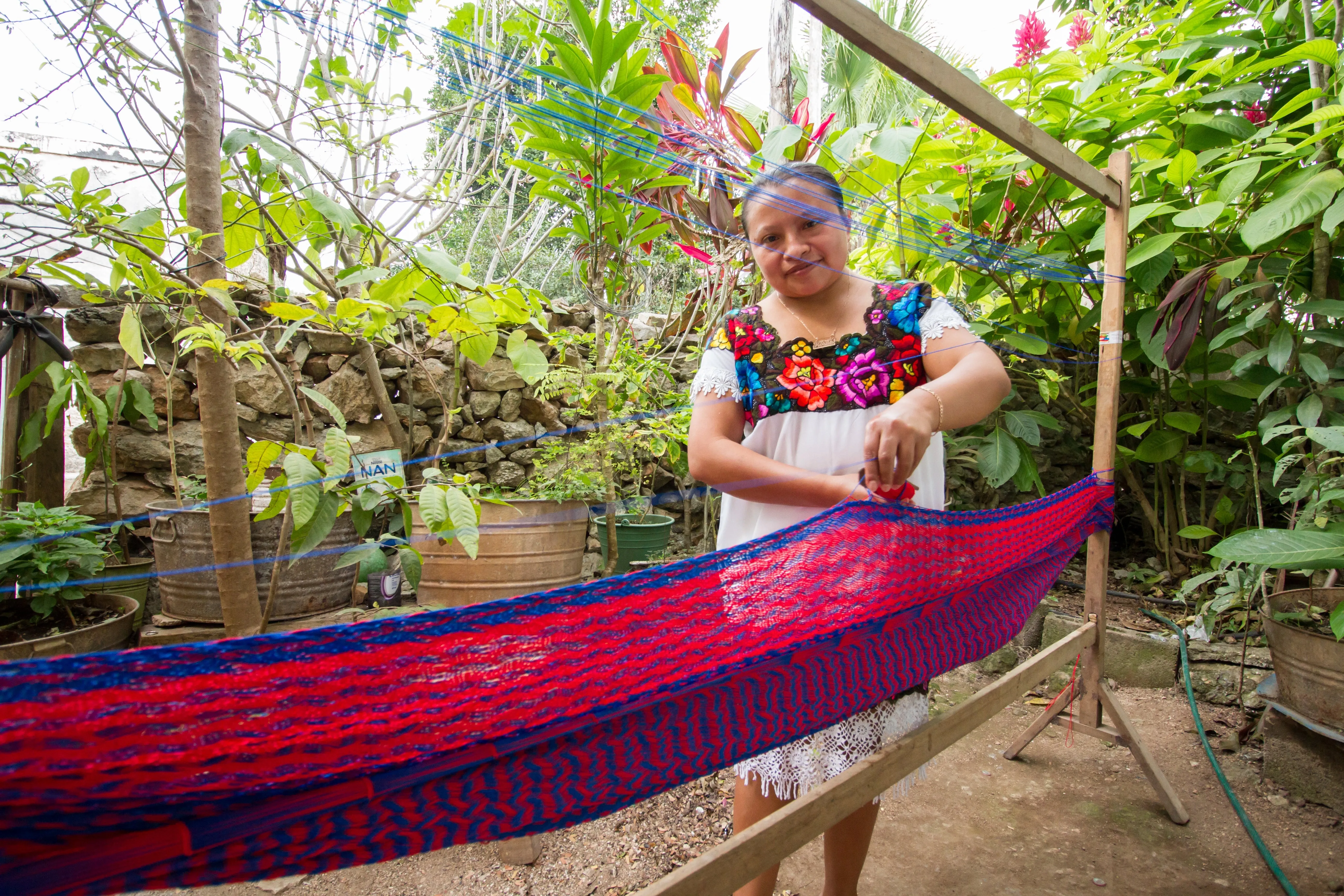 Authentic Mexican Outdoor Undercover Cotton Hammock in Confeti