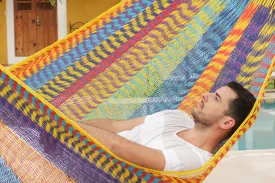 Authentic Mexican Outdoor Undercover Cotton Hammock in Confeti