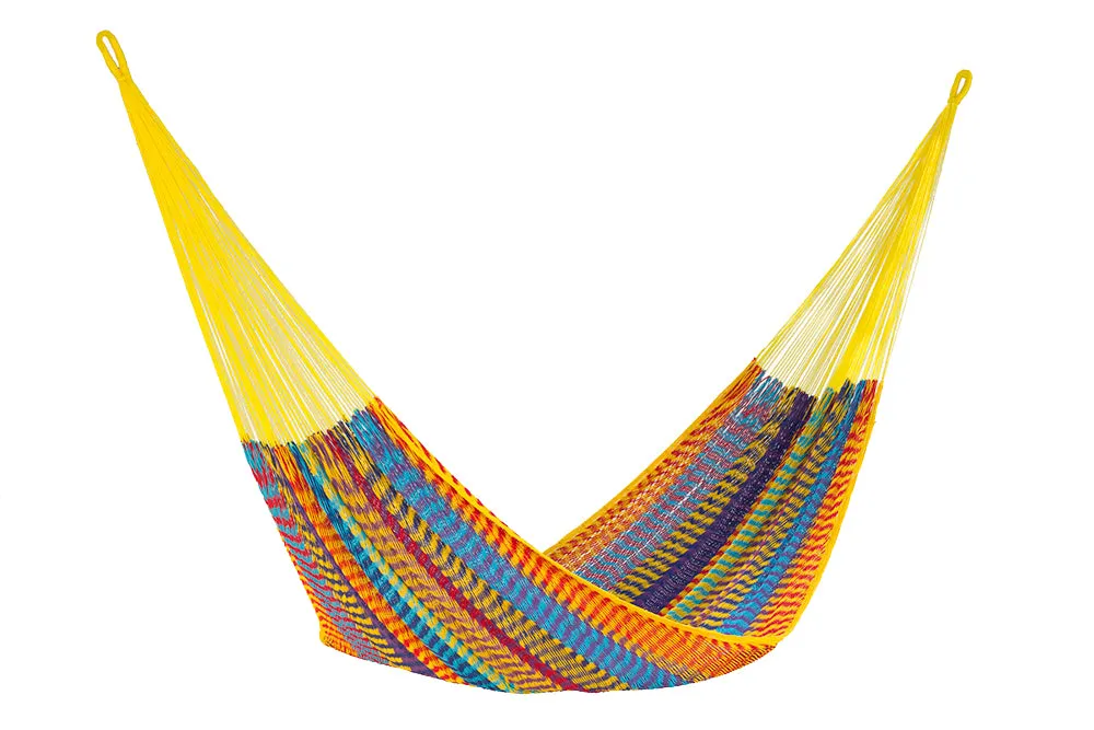 Authentic Mexican Outdoor Undercover Cotton Hammock in Confeti