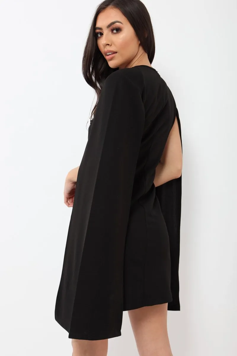 Black Cape Style Blazer Dress - Rosy