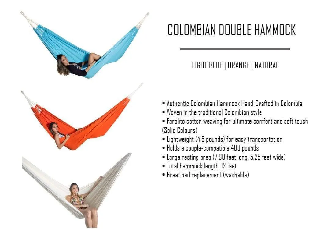 Colombian Double Hammock with Bamboo Stand