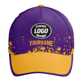 Custom Purple Yellow Hat Sport Design Cap Stitched Adjustable Personalized YW061-D020231-4