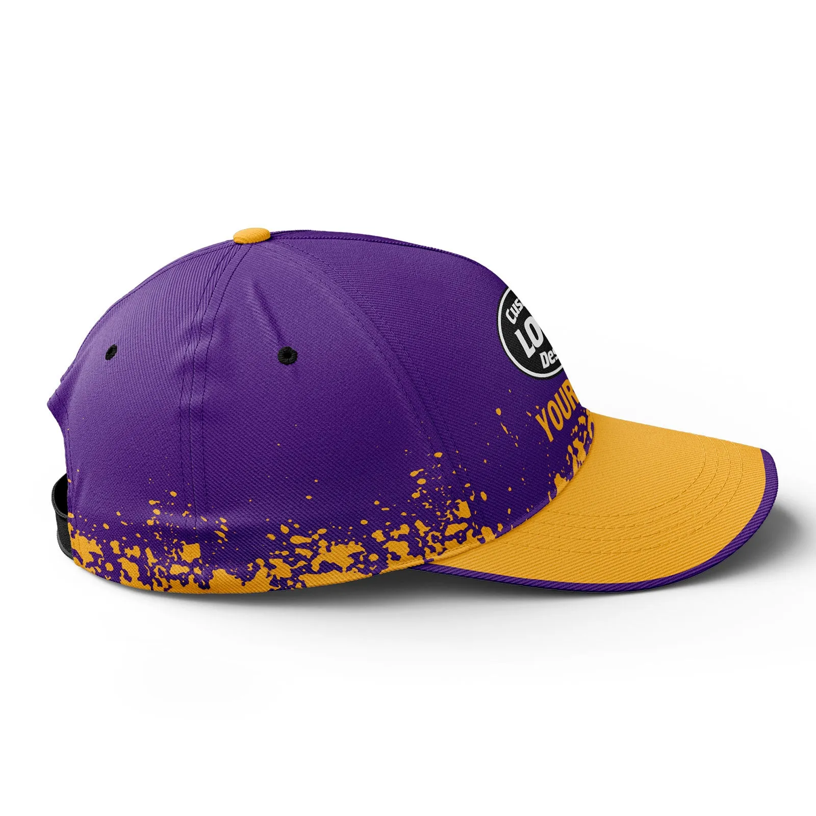 Custom Purple Yellow Hat Sport Design Cap Stitched Adjustable Personalized YW061-D020231-4