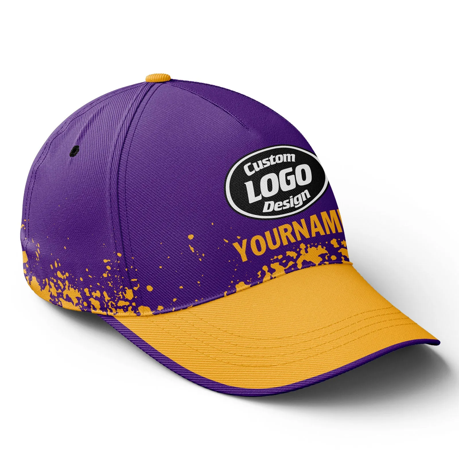 Custom Purple Yellow Hat Sport Design Cap Stitched Adjustable Personalized YW061-D020231-4