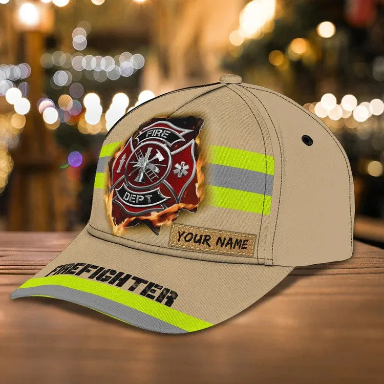 Customized Firefighter Man Cap 3D All Over Printed for Firefighter's Day, Firefighter Hat for Father