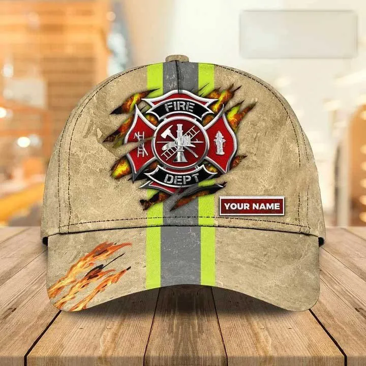 Customized Firefighter Man Cap 3D All Over Printed for Firefighter's Day, Firefighter Hat for Father