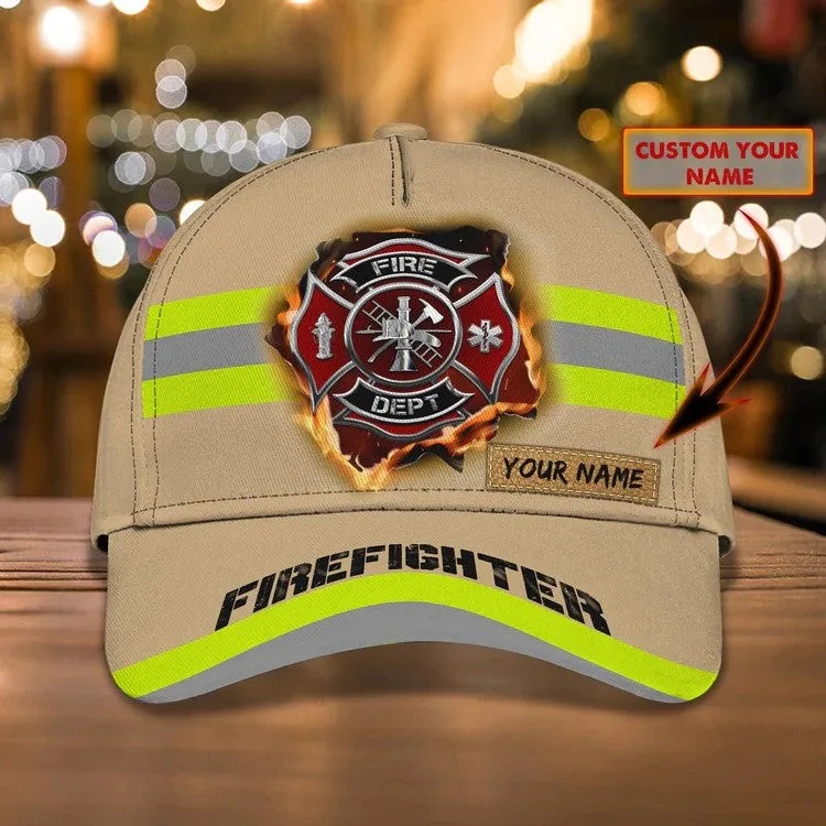 Customized Firefighter Man Cap 3D All Over Printed for Firefighter's Day, Firefighter Hat for Father