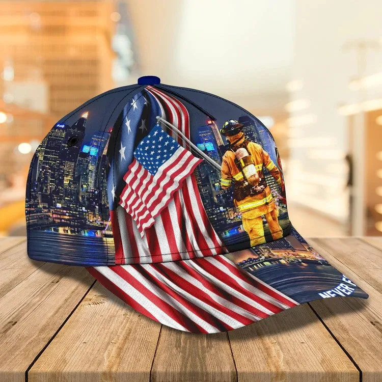 Customized Firefighter Man Cap 3D All Over Printed for Firefighter's Day, Firefighter Hat for Father