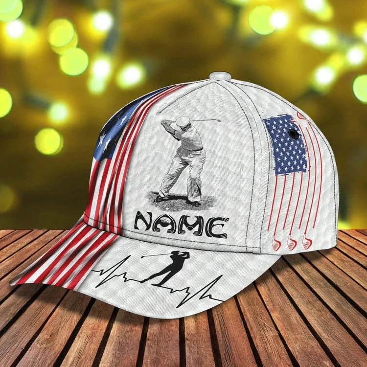 Customized Golf Cap for Men 4th of July 3D All Over Printed for Golf Players, Gift for Dad Golf