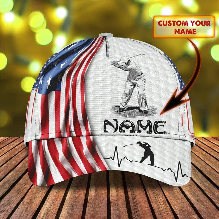 Customized Golf Cap for Men 4th of July 3D All Over Printed for Golf Players, Gift for Dad Golf