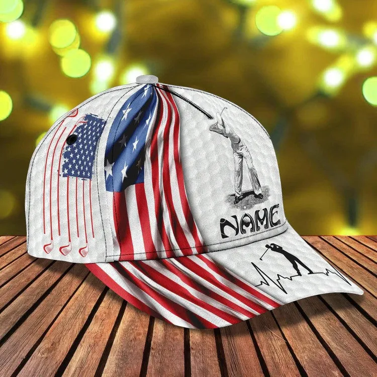 Customized Golf Cap for Men 4th of July 3D All Over Printed for Golf Players, Gift for Dad Golf