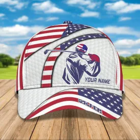 Customized Golf Cap for Men 4th of July 3D All Over Printed for Golf Players, Gift for Dad Golf