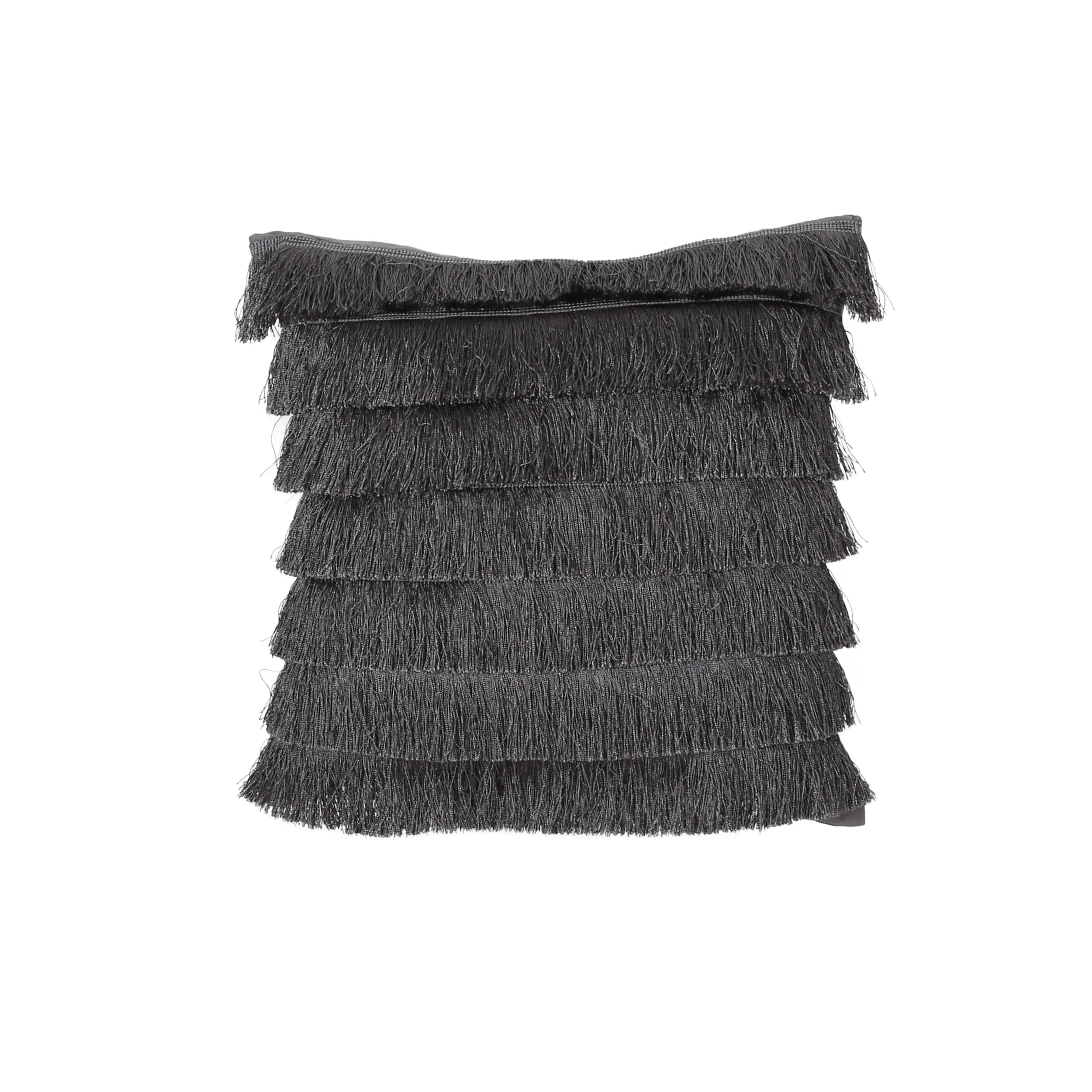 Elvira Glam Square Fabric Throw Pillow with Fringes