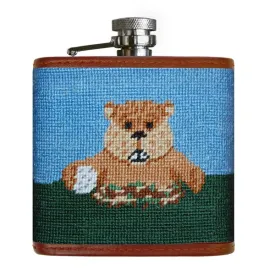 Gopher Golf "Caddyshack" Needlepoint Flask by Smathers & Branson