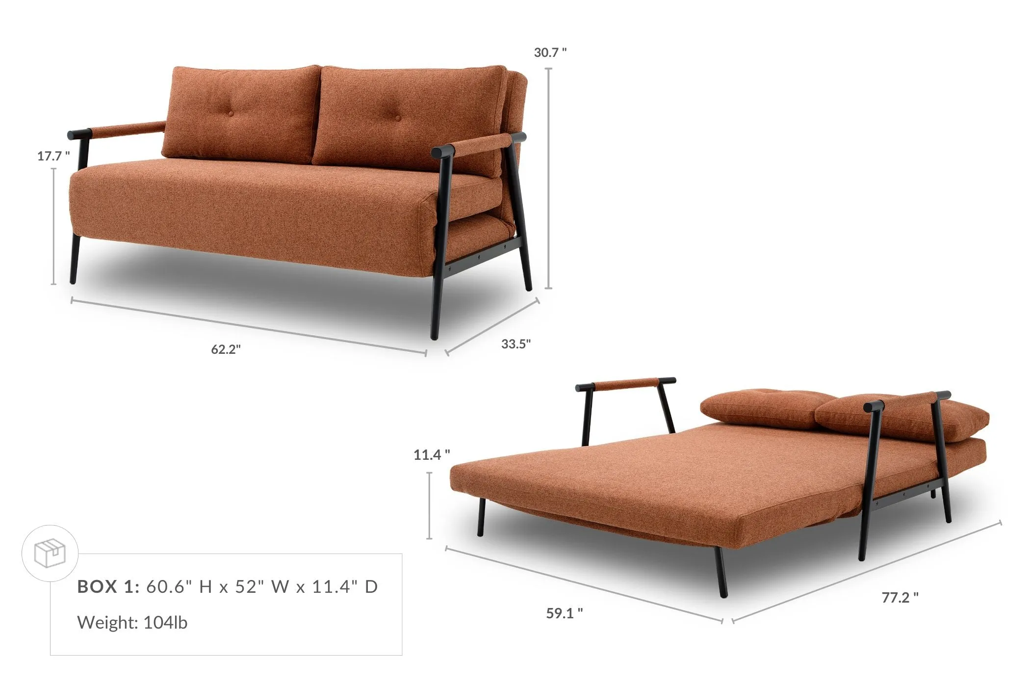 Jenner 2 Seat Sofa Bed