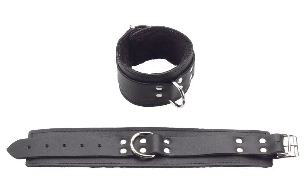 Leather Ankle Restraints with Faux Fur