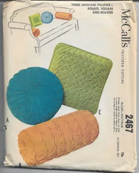 McCalls 2467 Vintage Sewing Craft Pattern 1960s Smocked Pillow