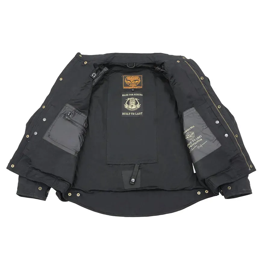 Milwaukee Leather Men's Black Armored Biker Shirt w/ Reinforced Fibers