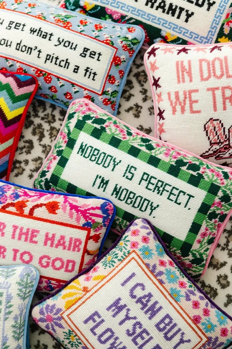 Nobody's Perfect Needlepoint Pillow