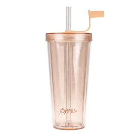 Oasis S/S D/W Ins Smoothie Tumbler W/Straw 520ml - Peach