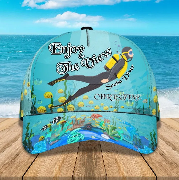 Personalized Scuba Diving 3D Baseball Cap, Suba Diving Hat for Husband & Dad