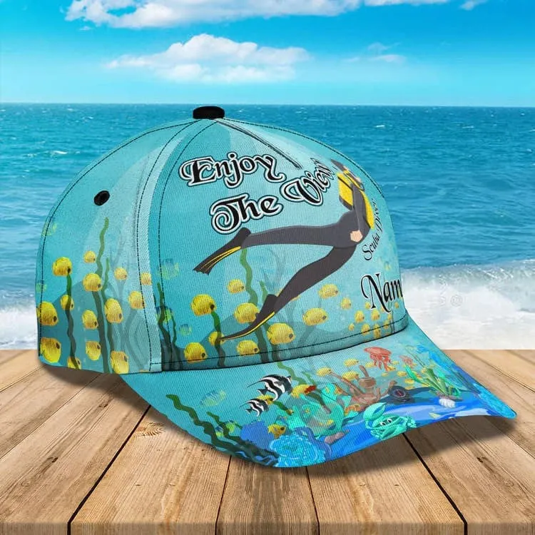 Personalized Scuba Diving 3D Baseball Cap, Suba Diving Hat for Husband & Dad