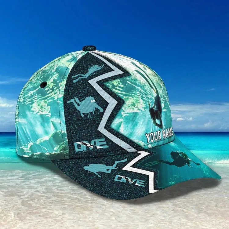 Personalized Scuba Diving 3D Baseball Cap, Suba Diving Hat for Husband & Dad