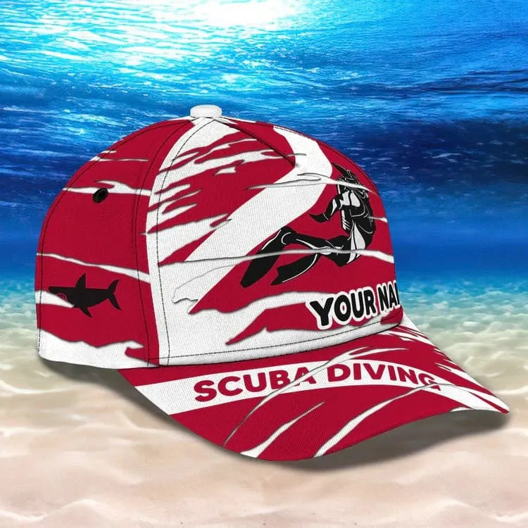 Personalized Scuba Diving 3D Baseball Cap, Suba Diving Hat for Husband & Dad