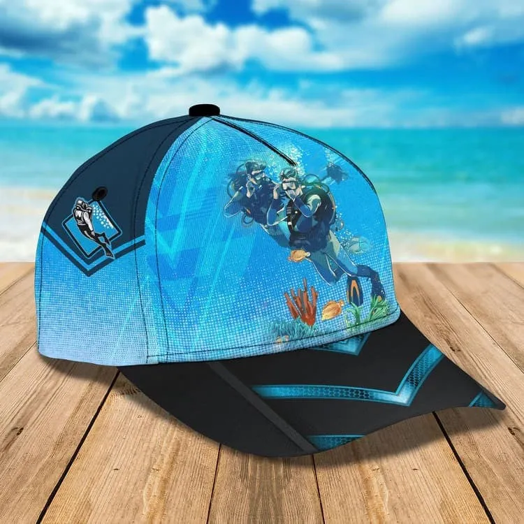 Personalized Scuba Diving 3D Baseball Cap, Suba Diving Hat for Husband & Dad