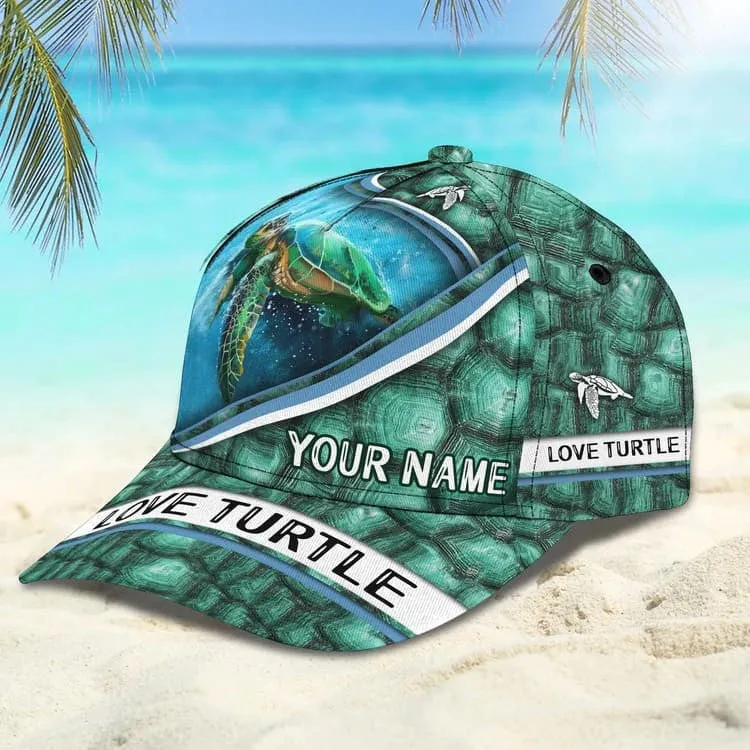 Personalized Turtle Cap for Son, Summer Beach Turtle Hat for Him Turtle Lovers Summer Holiday