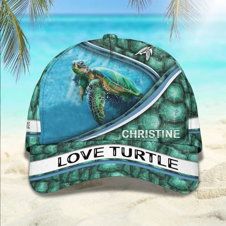 Personalized Turtle Cap for Son, Summer Beach Turtle Hat for Him Turtle Lovers Summer Holiday