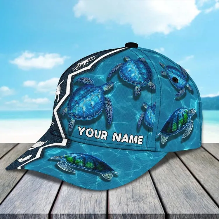 Personalized Turtle Cap for Son, Summer Beach Turtle Hat for Him Turtle Lovers Summer Holiday