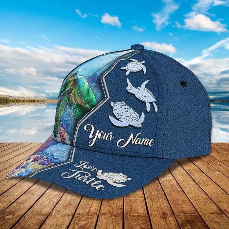 Personalized Turtle Cap for Son, Summer Beach Turtle Hat for Him Turtle Lovers Summer Holiday