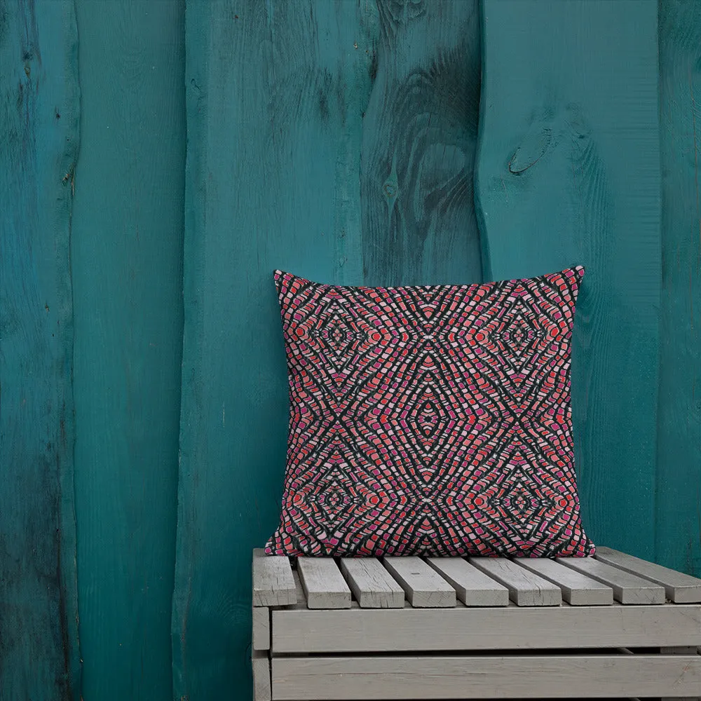 Pink Snake skin print Premium Pillow