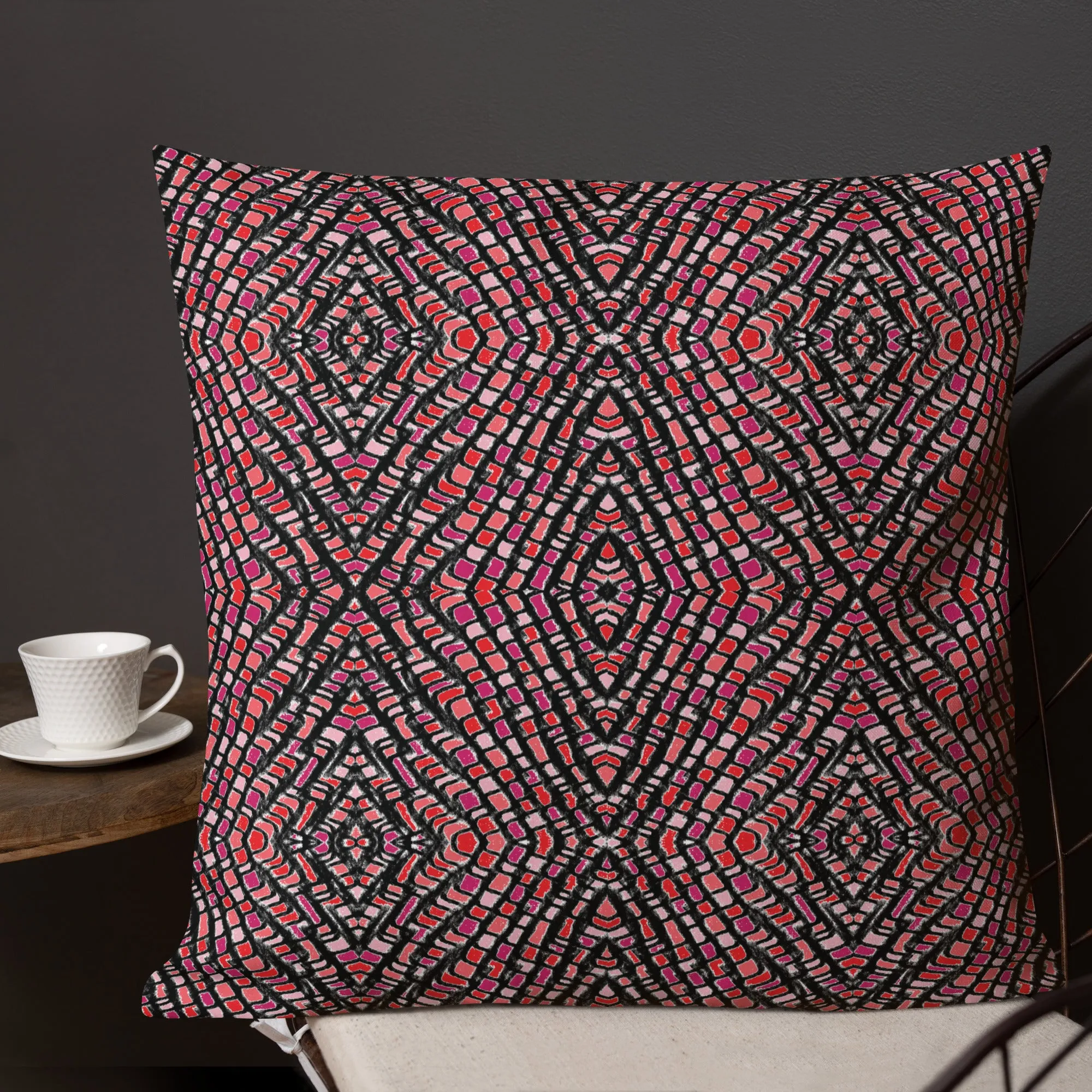 Pink Snake skin print Premium Pillow