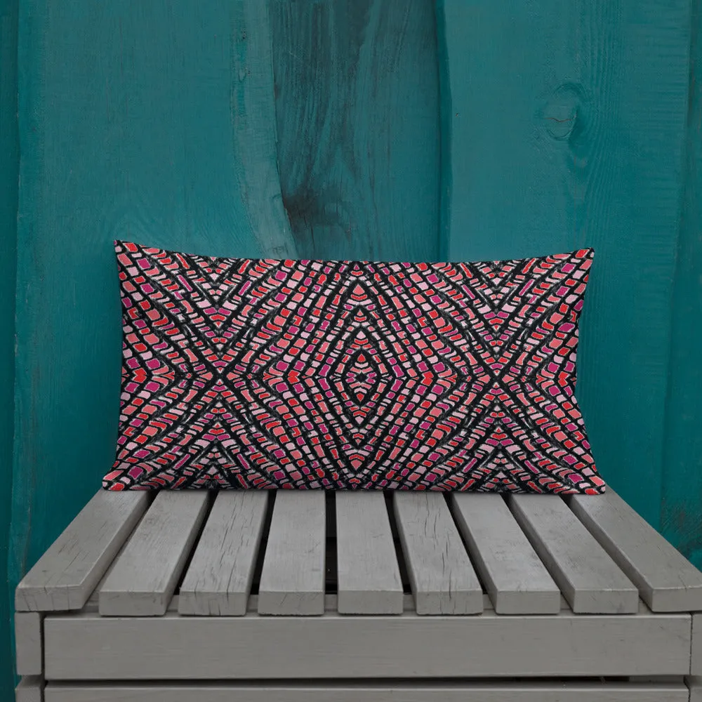 Pink Snake skin print Premium Pillow