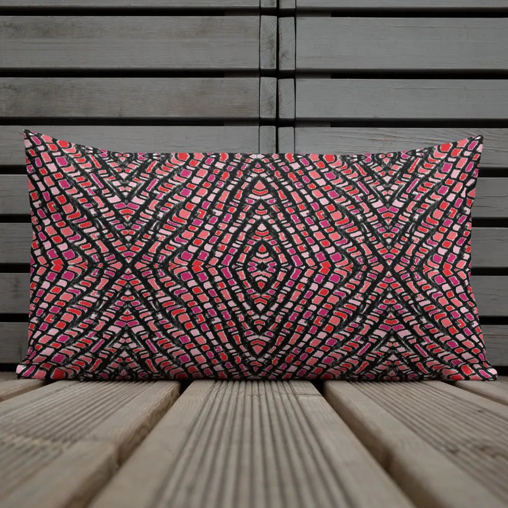 Pink Snake skin print Premium Pillow