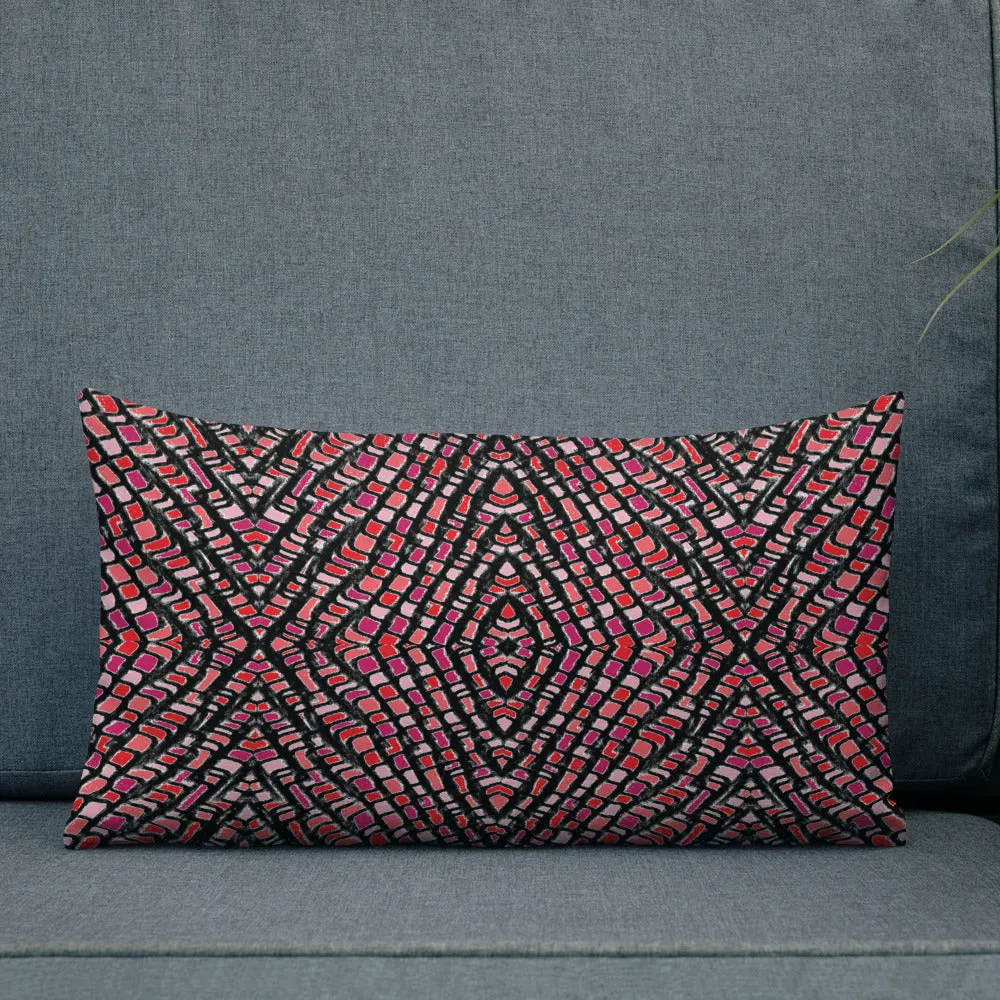 Pink Snake skin print Premium Pillow