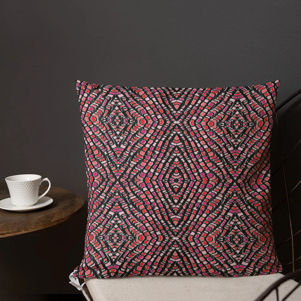 Pink Snake skin print Premium Pillow