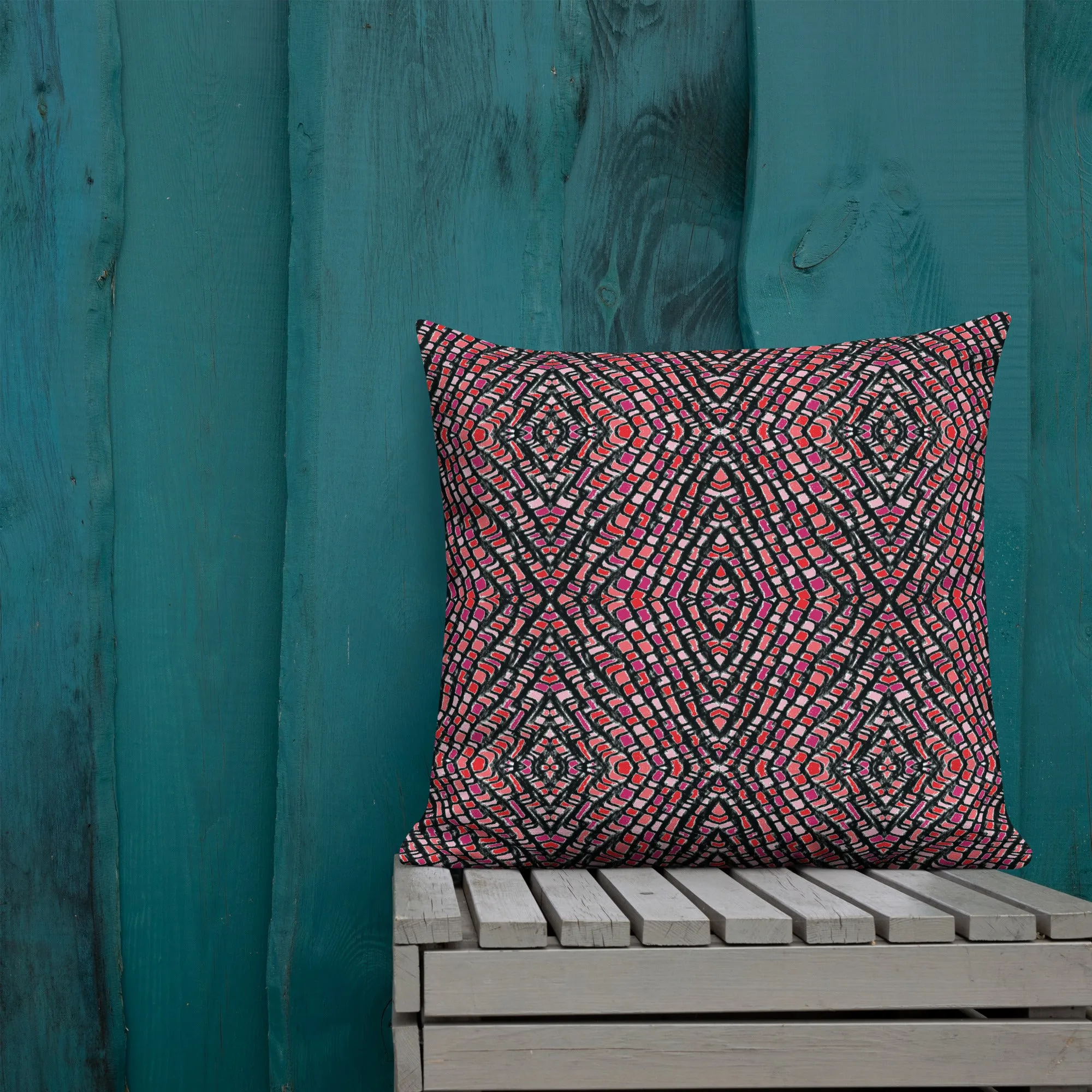 Pink Snake skin print Premium Pillow