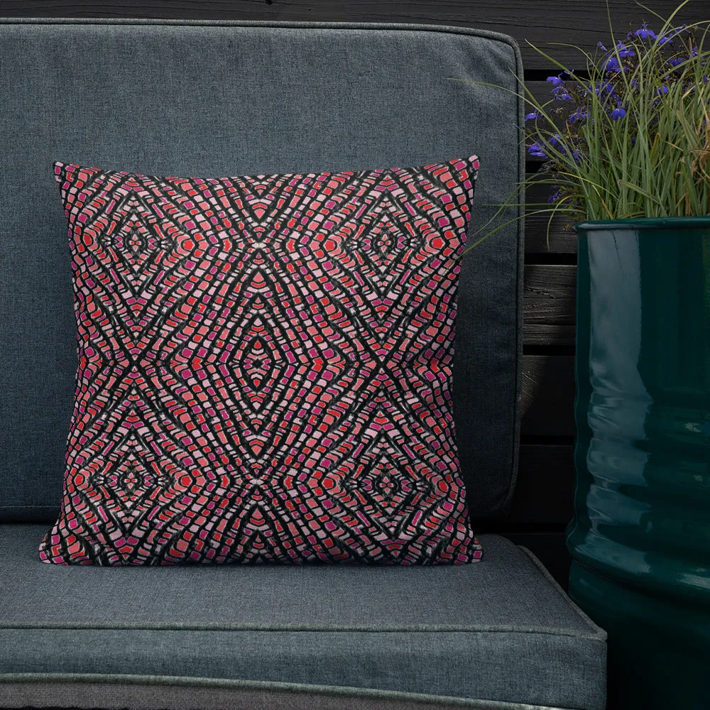 Pink Snake skin print Premium Pillow