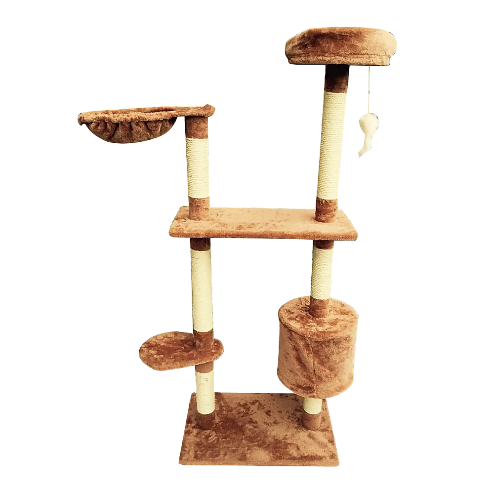 Plush Cat Tree with Sisal Poles, Hammocks, Ladder, 150cm