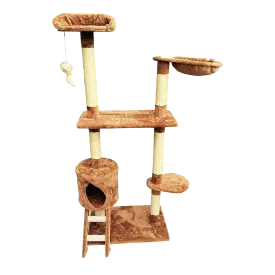 Plush Cat Tree with Sisal Poles, Hammocks, Ladder, 150cm