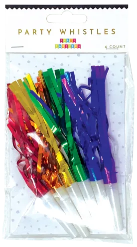 Rainbow Party Whistles | 6ct