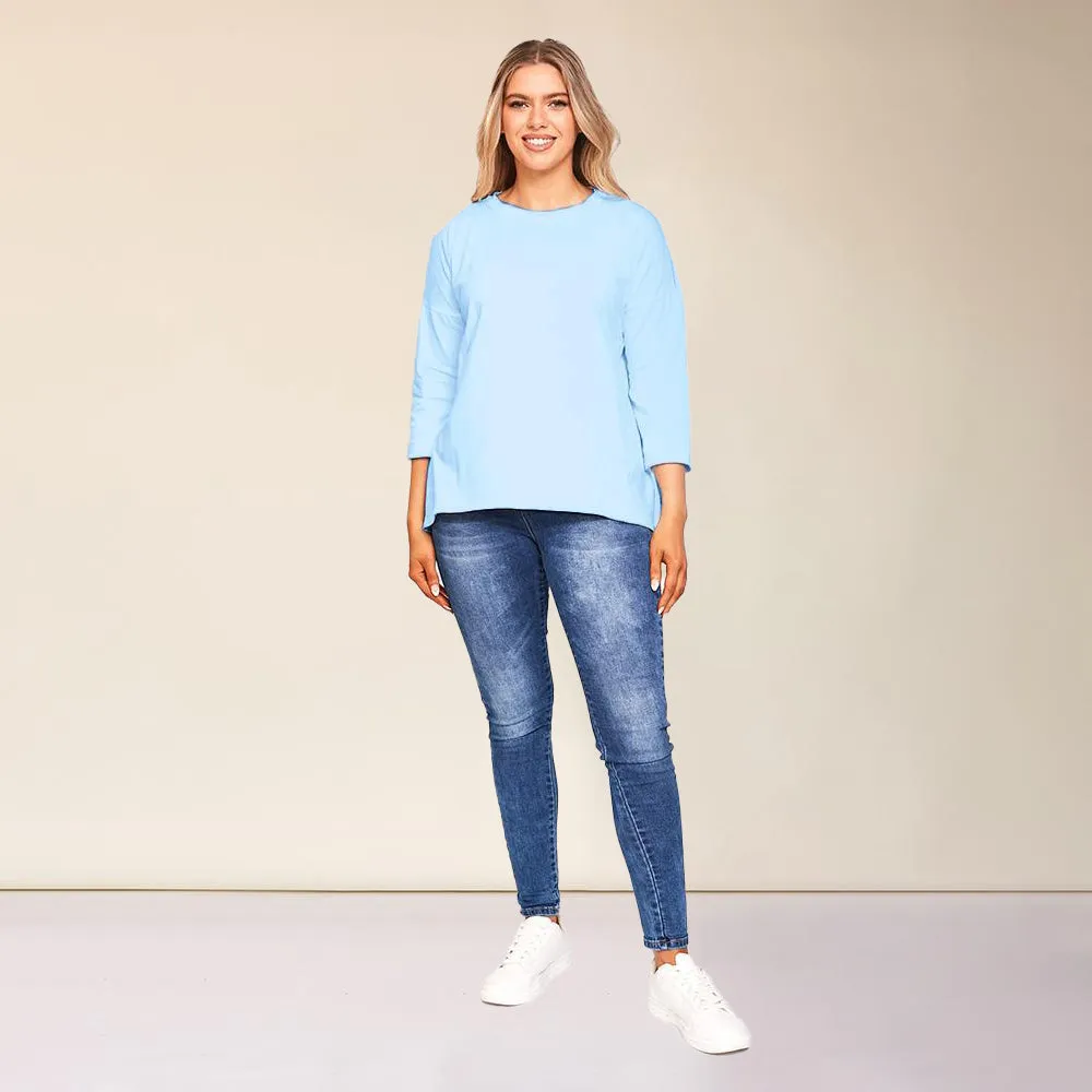 Riley Crew Neck Top (Blue)